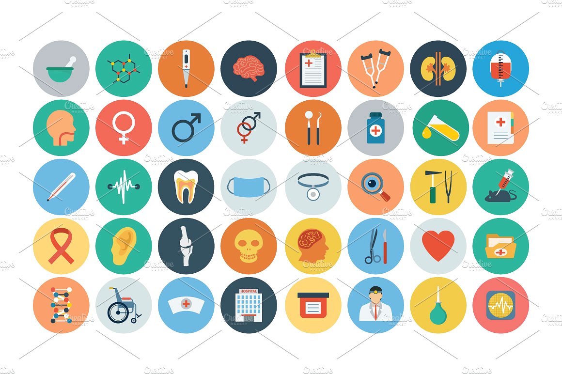 100 Medical Flat Icons