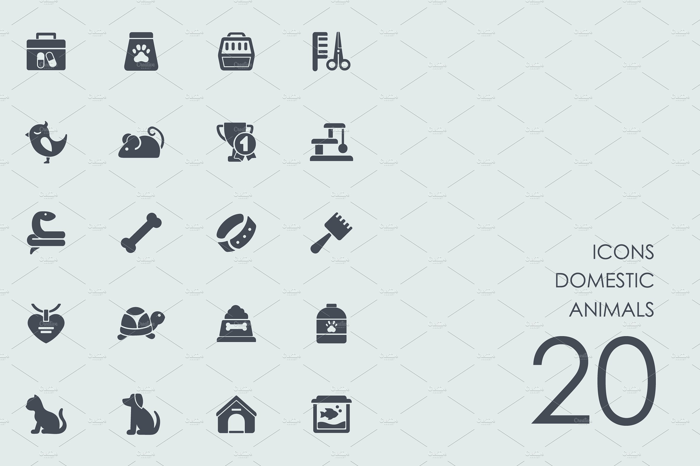 Domestic animals icons