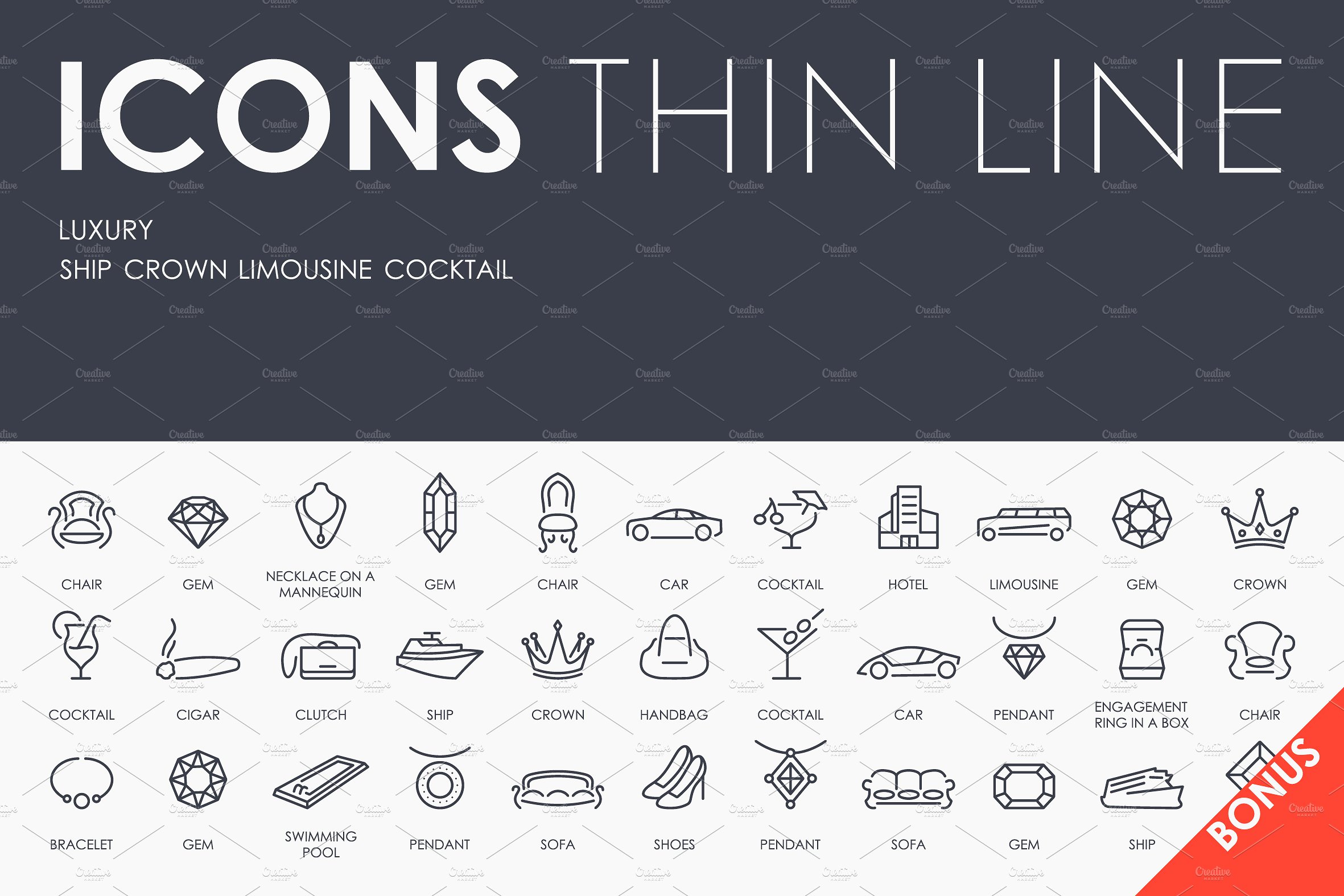 Jewelry thinline icons