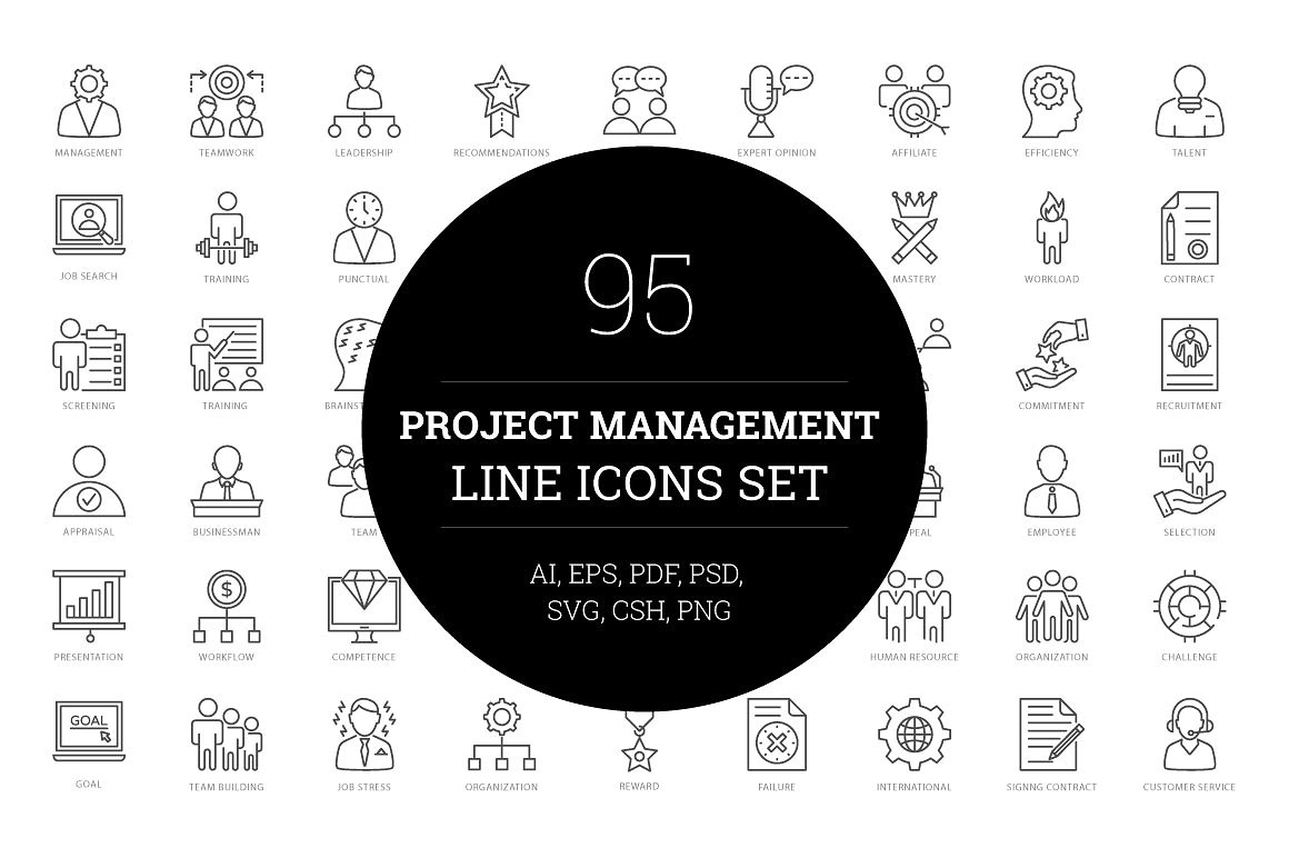 95 Project Management Line Ico