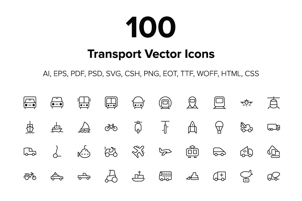 100 Transport Icons