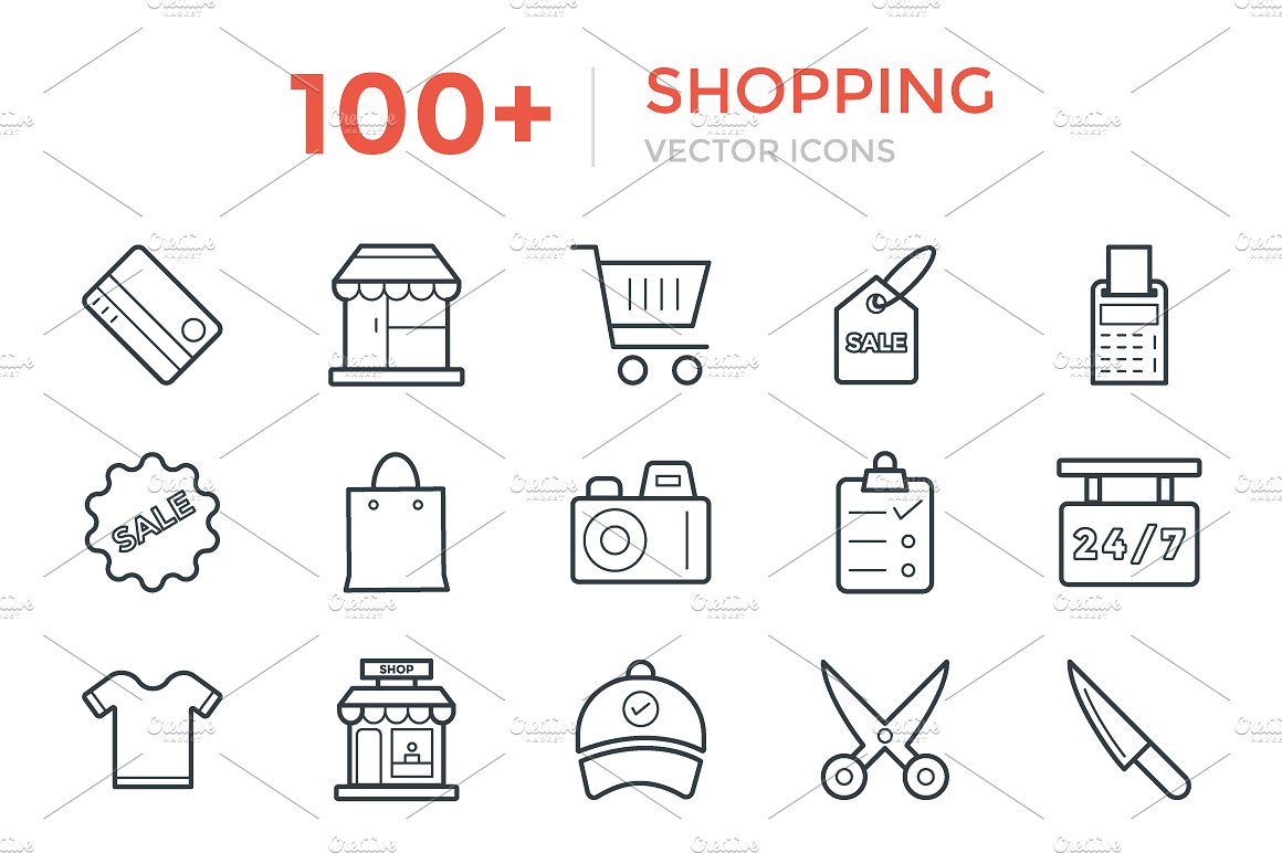 100 Shopping Vector Icons