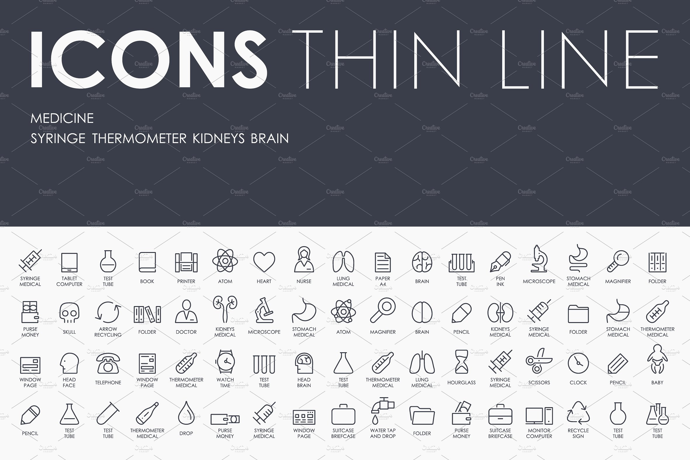 Medicine Thin Line Icons