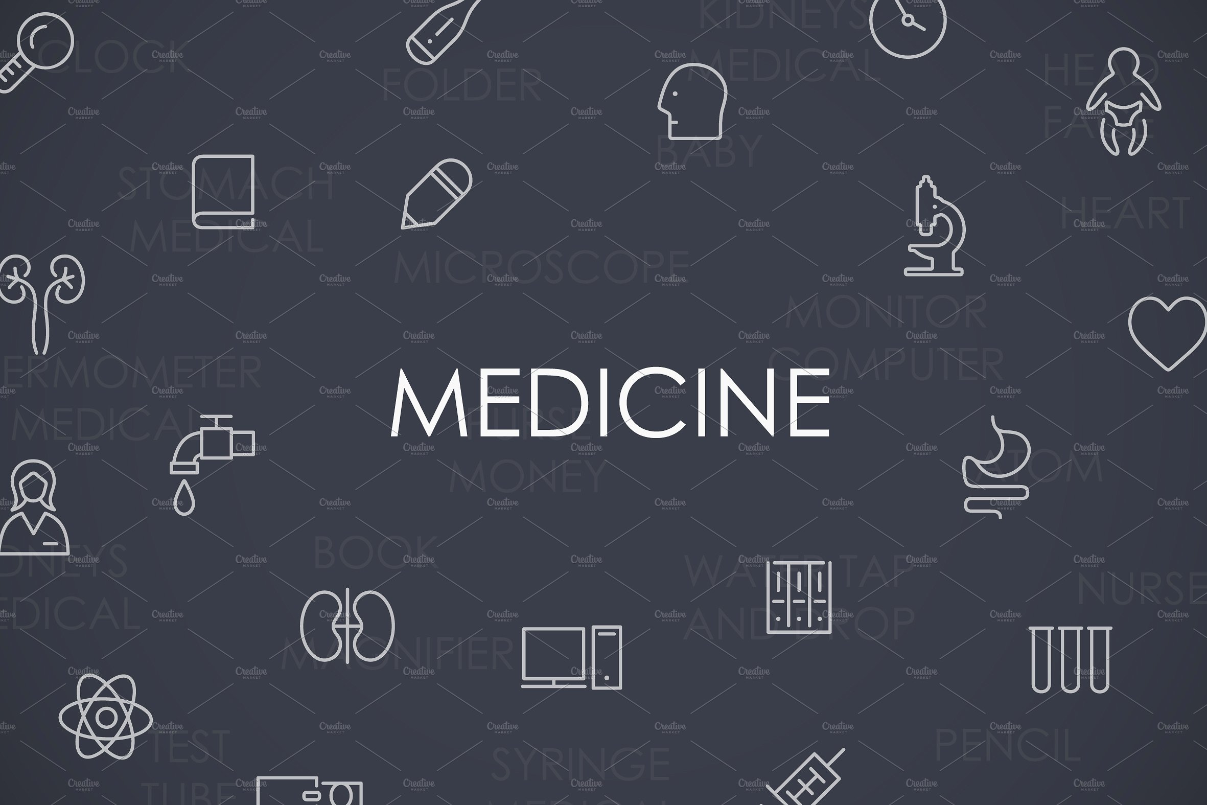 Medicine Thin Line Icons