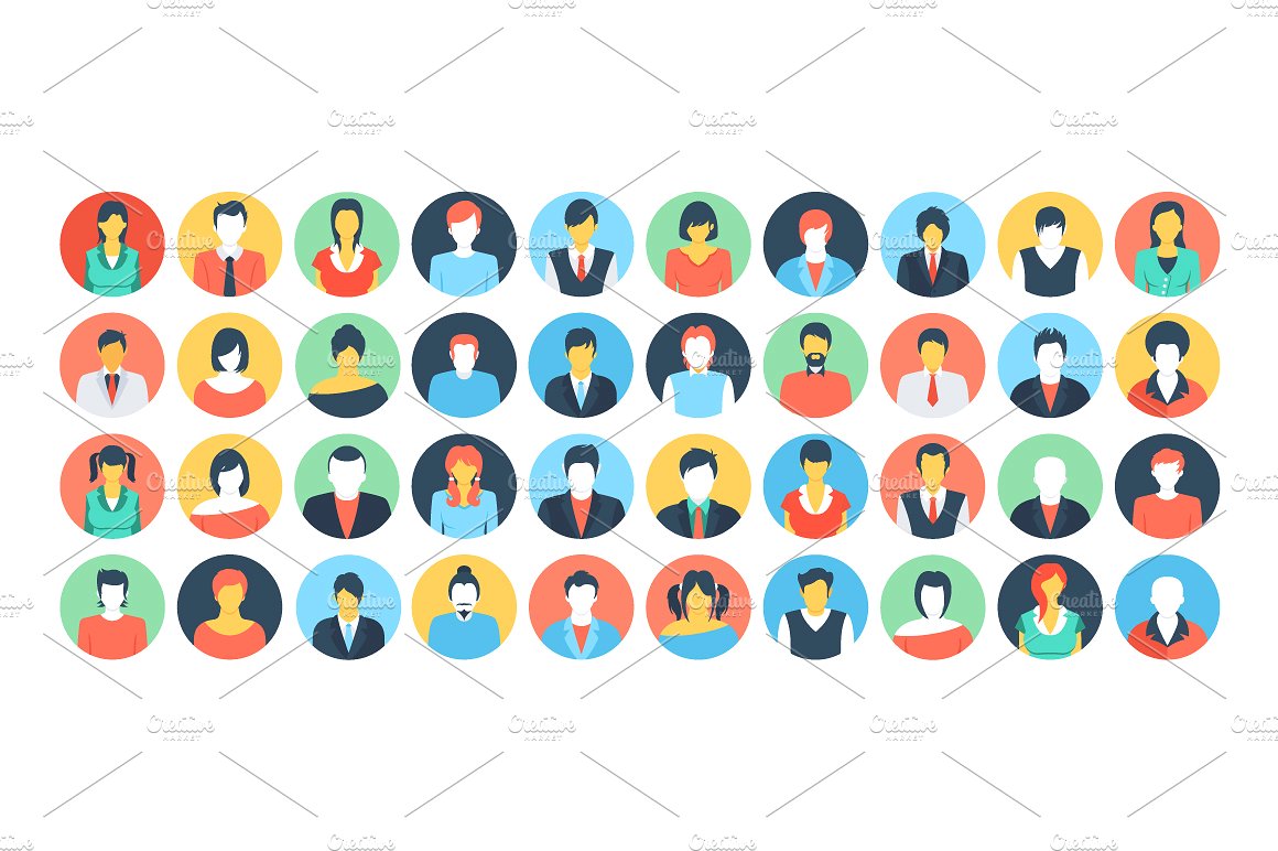 90 Flat People Avatar Icons