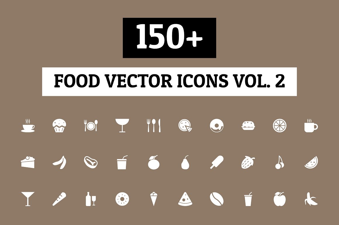 150 Food Vector Icons - Vol 2