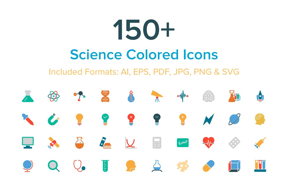 150 Science Colored Icons