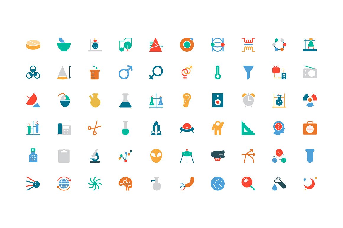 150 Science Colored Icons