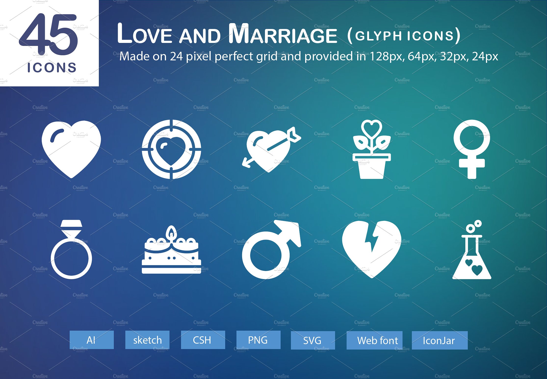 45 Love and Marriage Glyph Ico