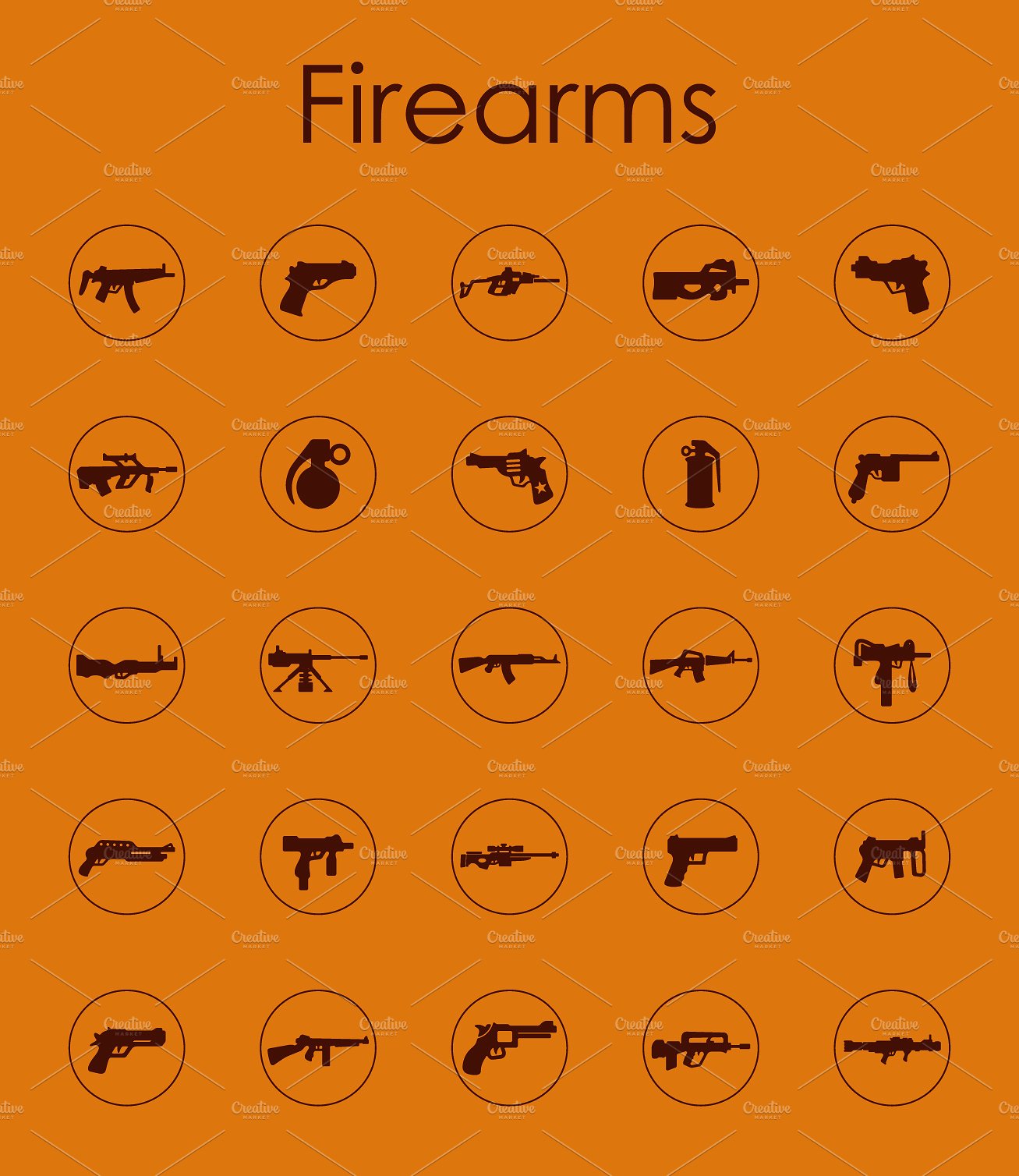 Firearms simple icons