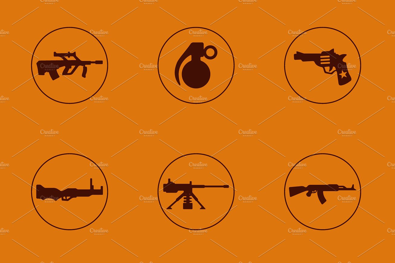 Firearms simple icons