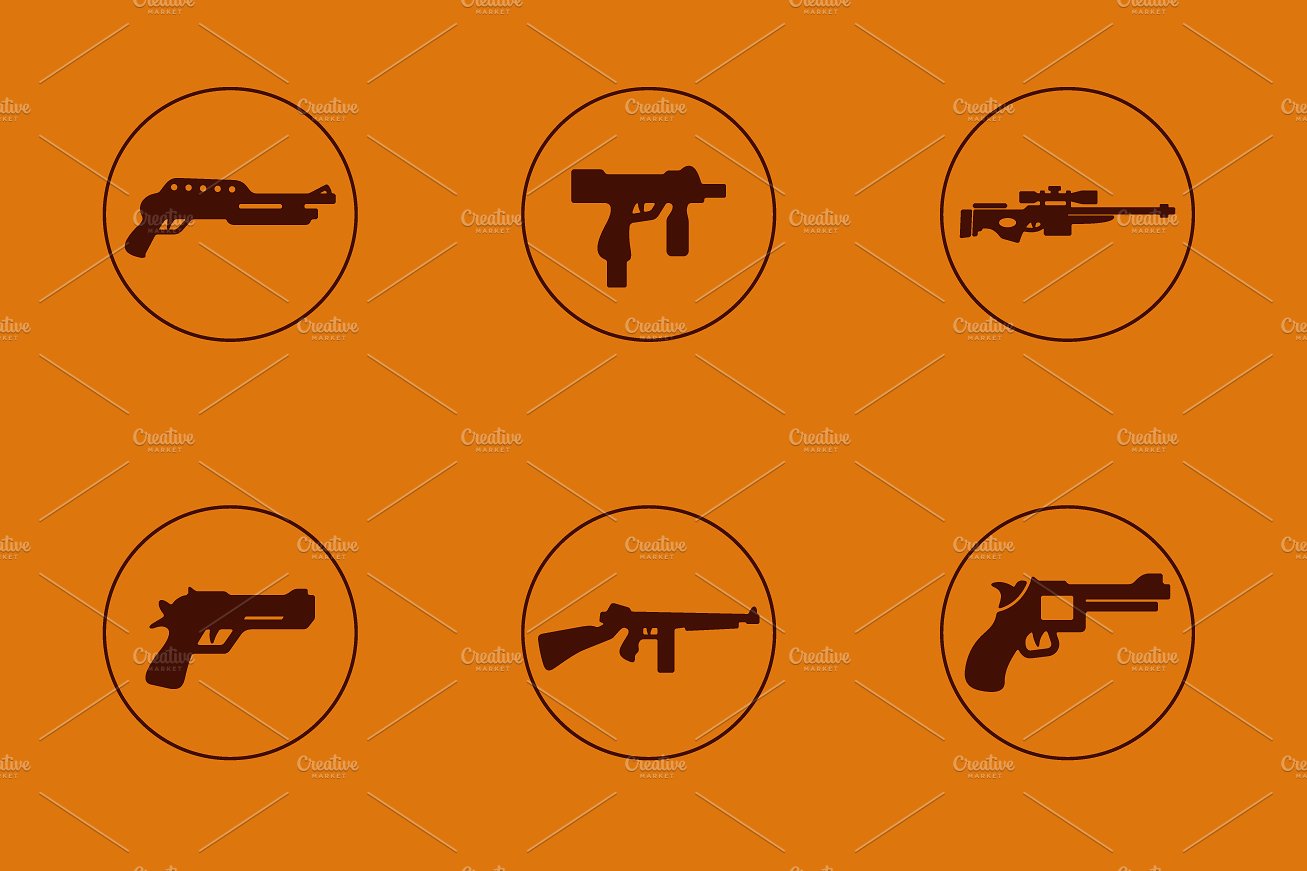 Firearms simple icons