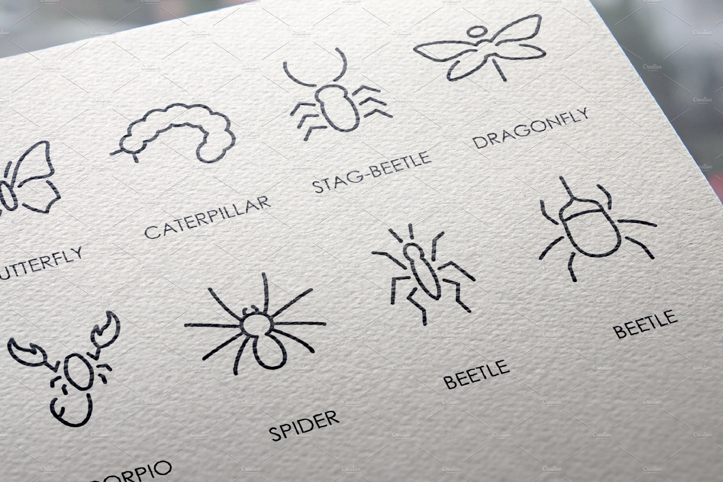 Insects thinline icons