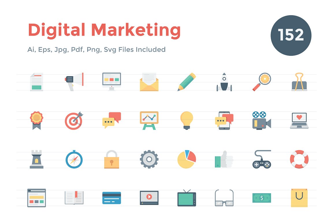 150 Flat Digital Marketing Ic