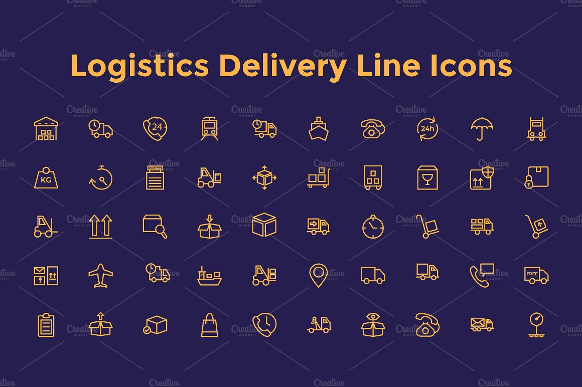 Logistics Delivery Line Icons