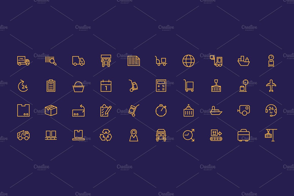 Logistics Delivery Line Icons