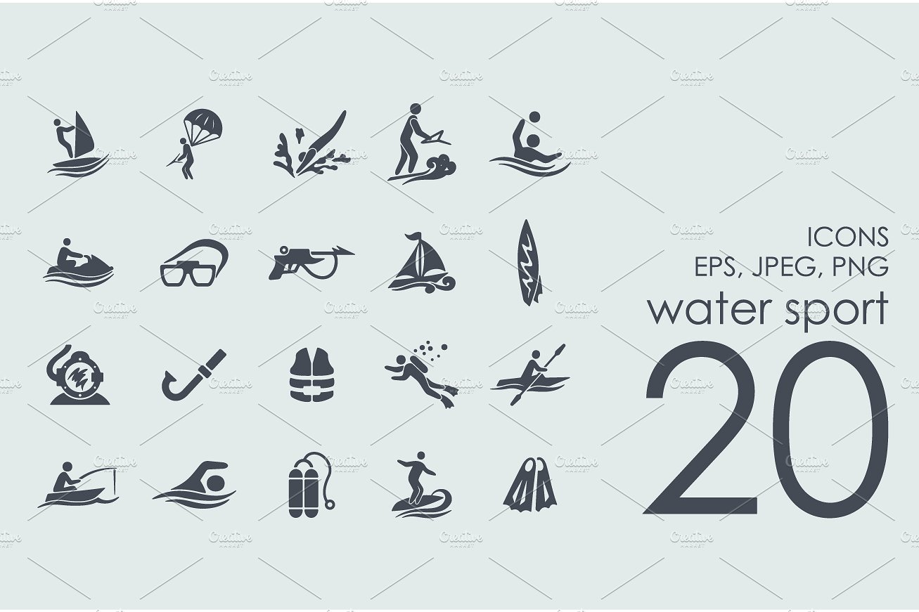 20 water sports icons