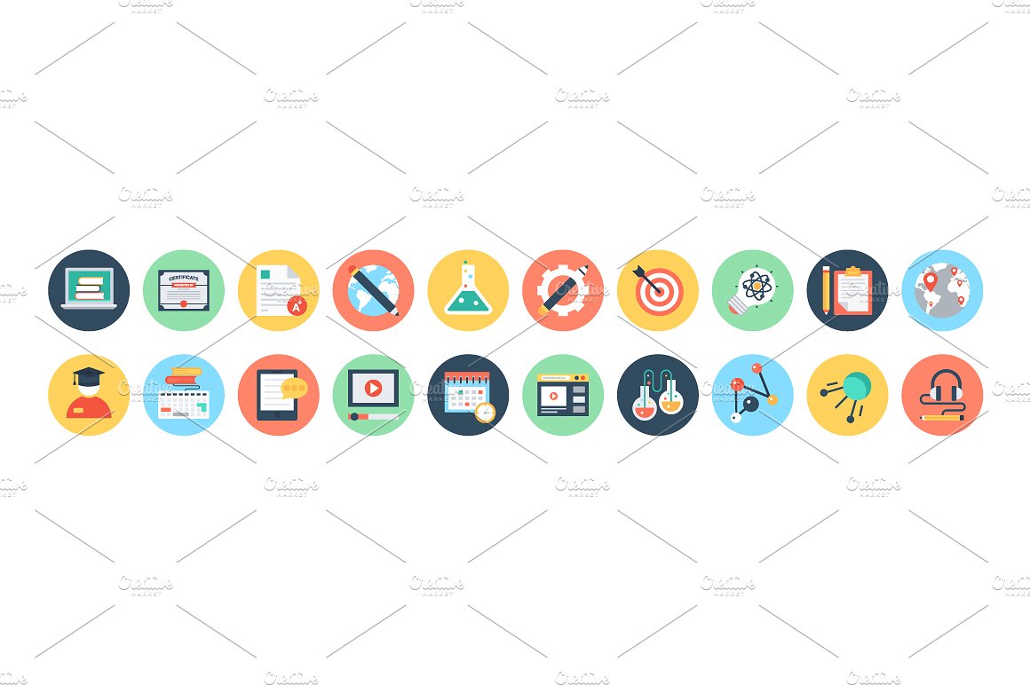 50 Flat Education Vector Icon