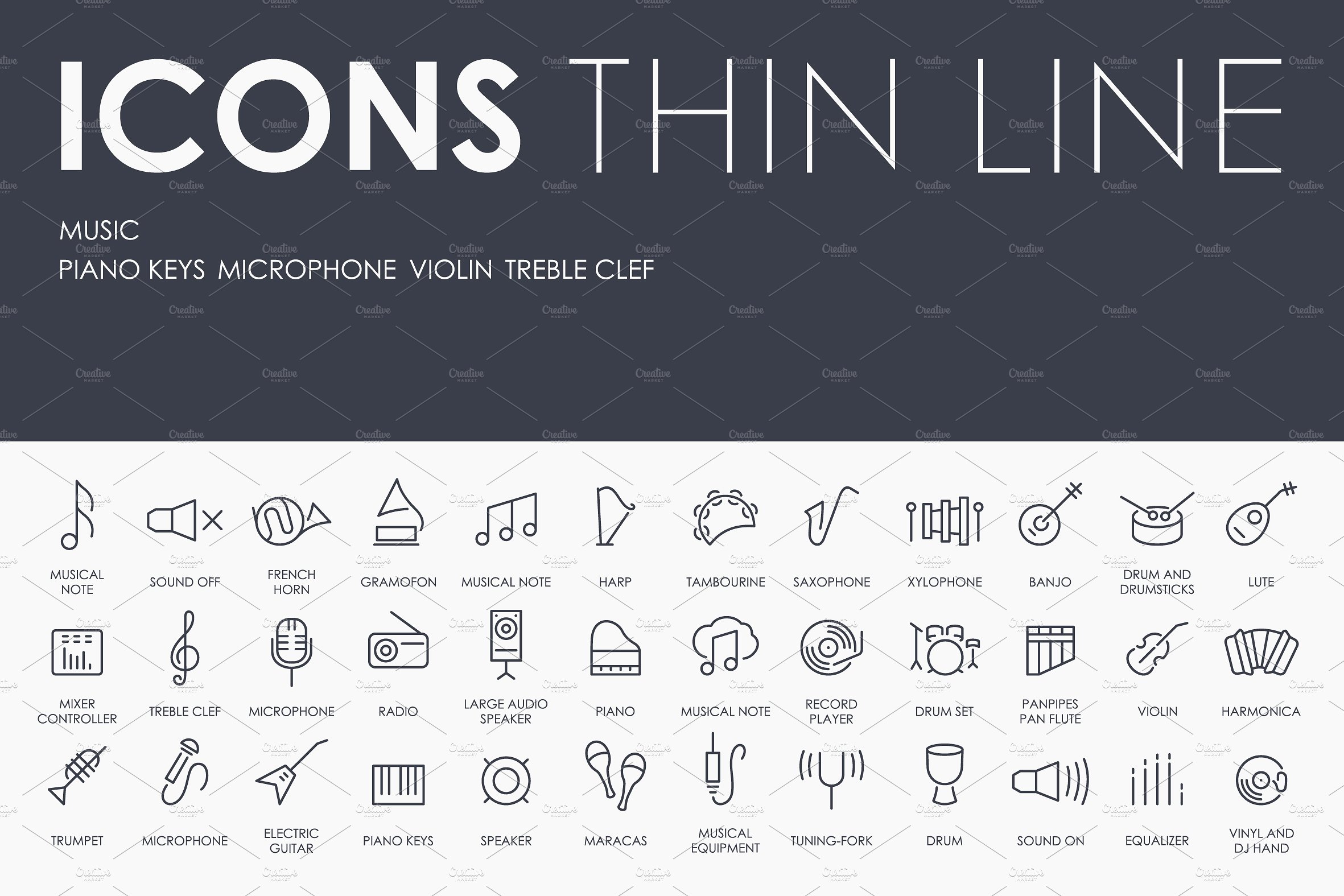 Music thinline icons