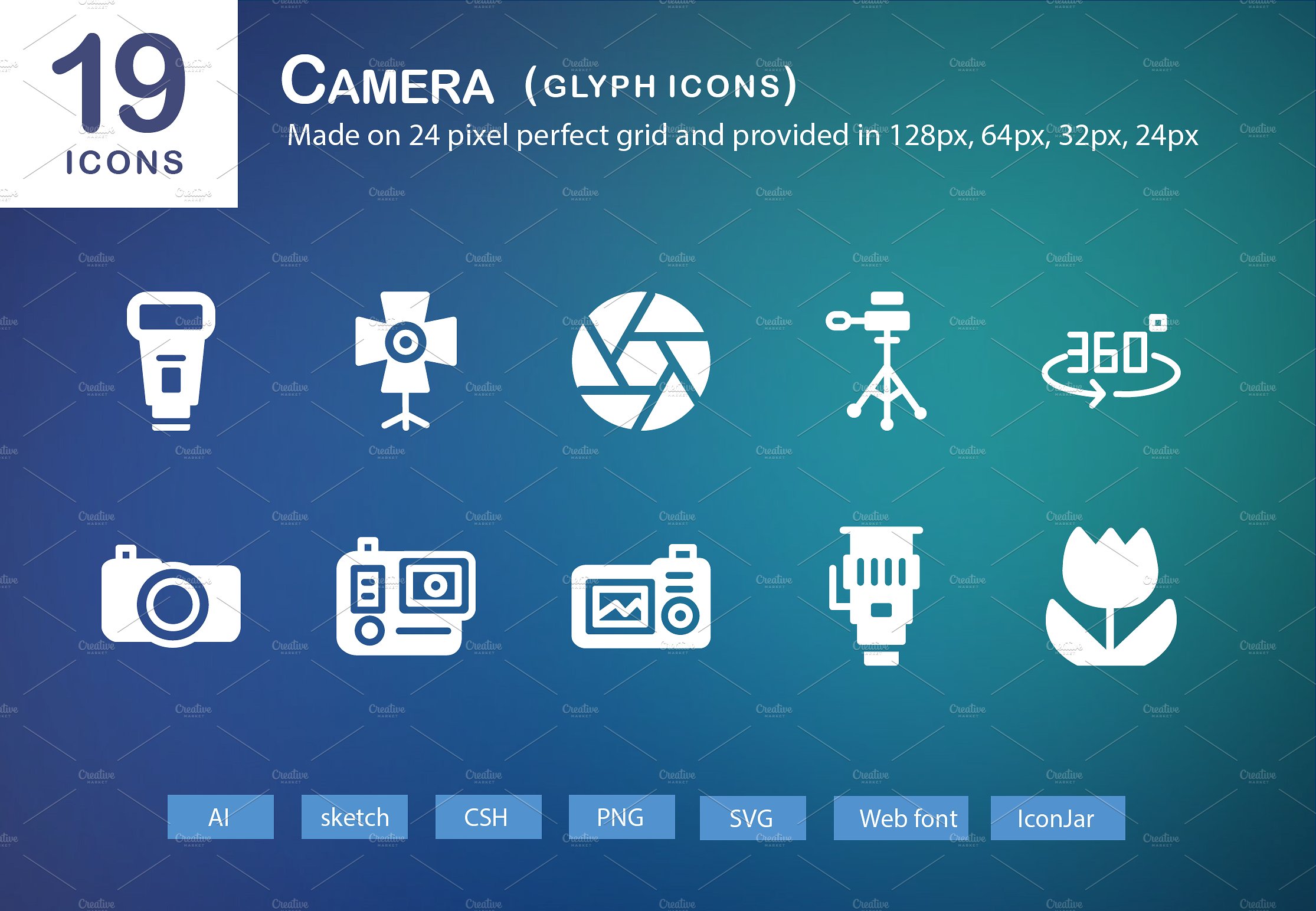 19 Camera Glyph Icons