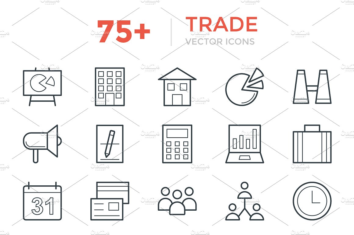 75 Trade Vector Icons