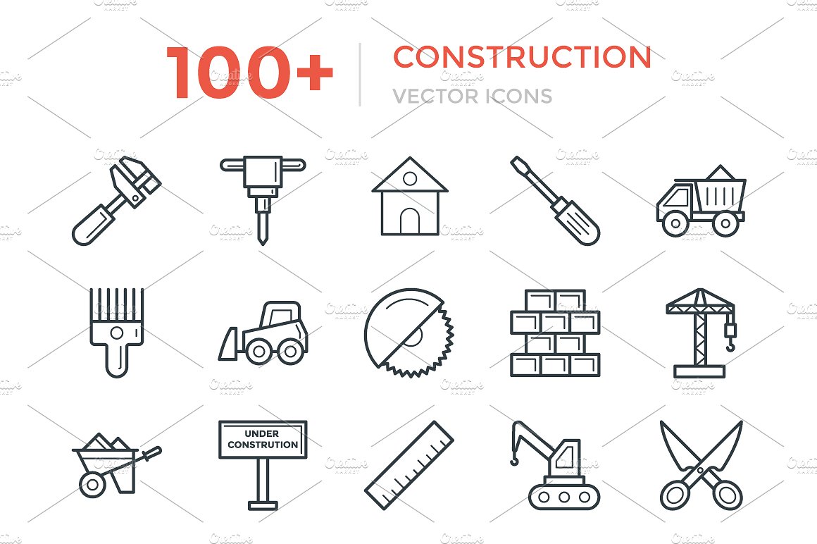 100 Construction Vector Icons