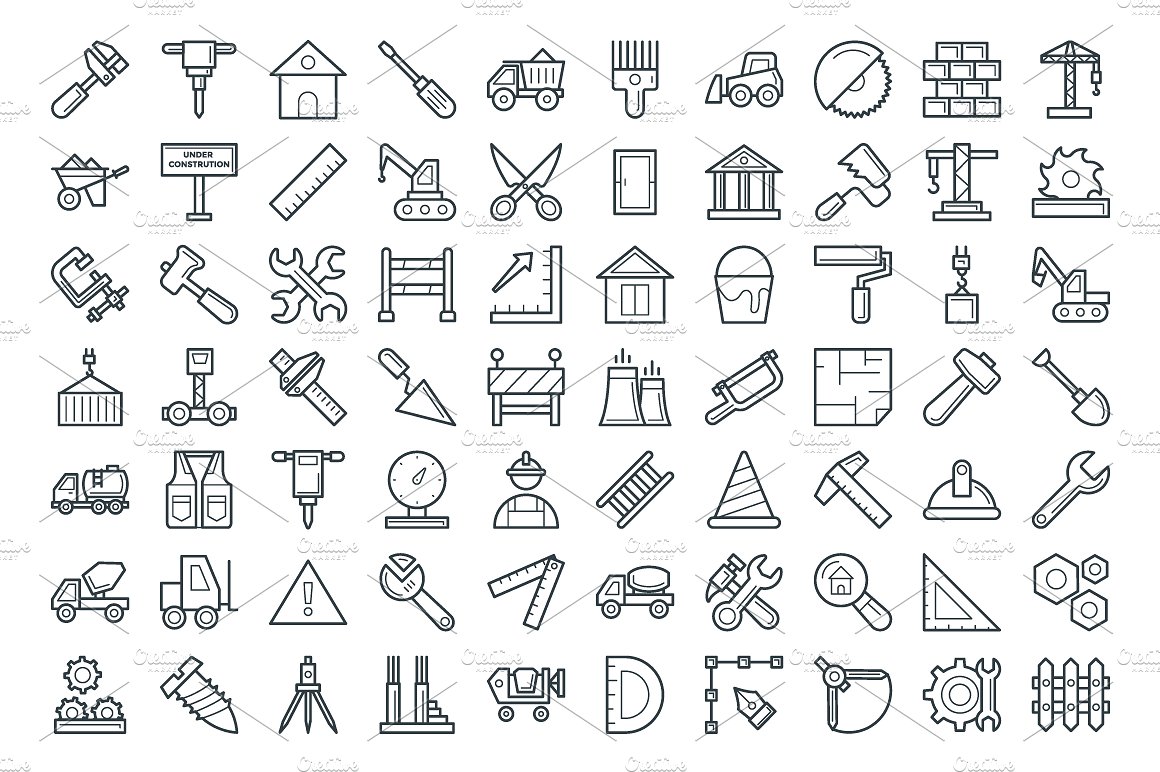 100 Construction Vector Icons