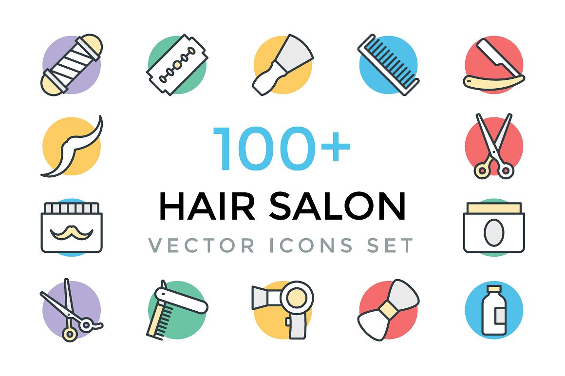 100 Hair Salon Vector Icons