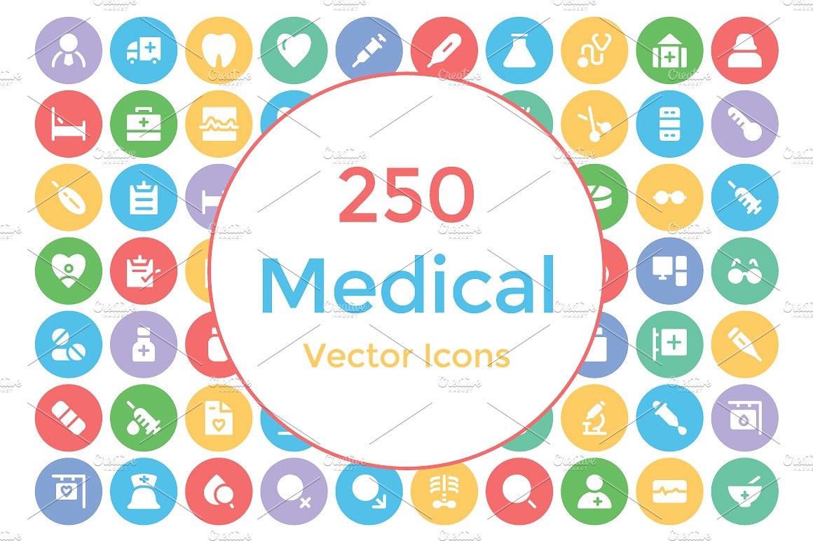 250 Medical Vector Icons