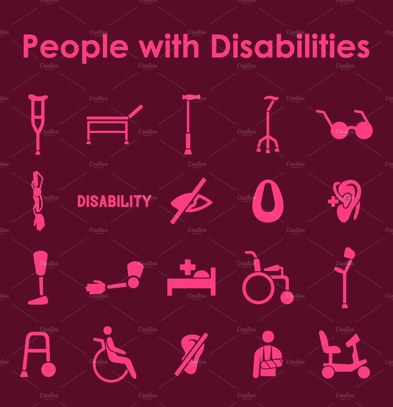 People with disabilities icons