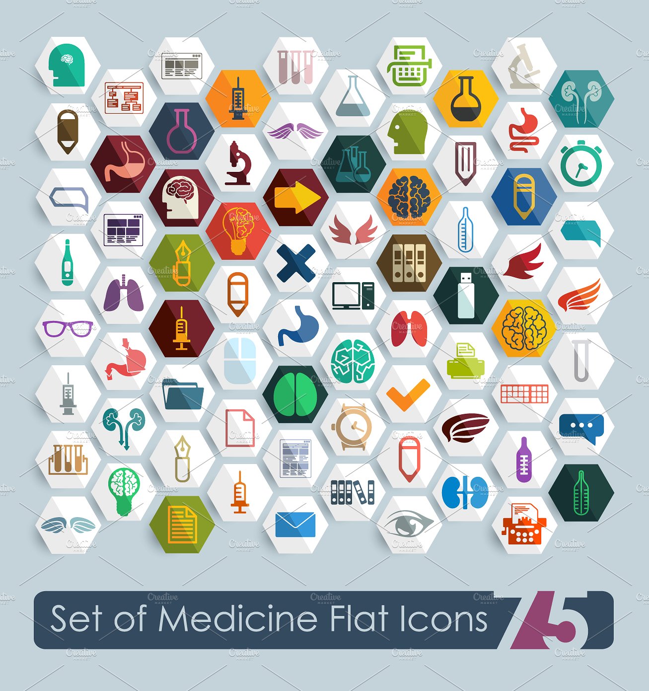 75 MEDICAL flat icons