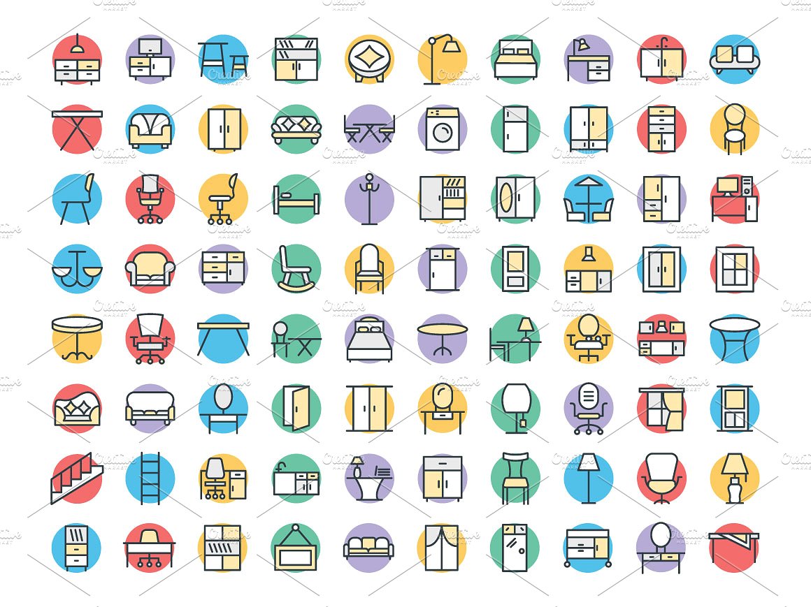 100 Furniture Vector Icons