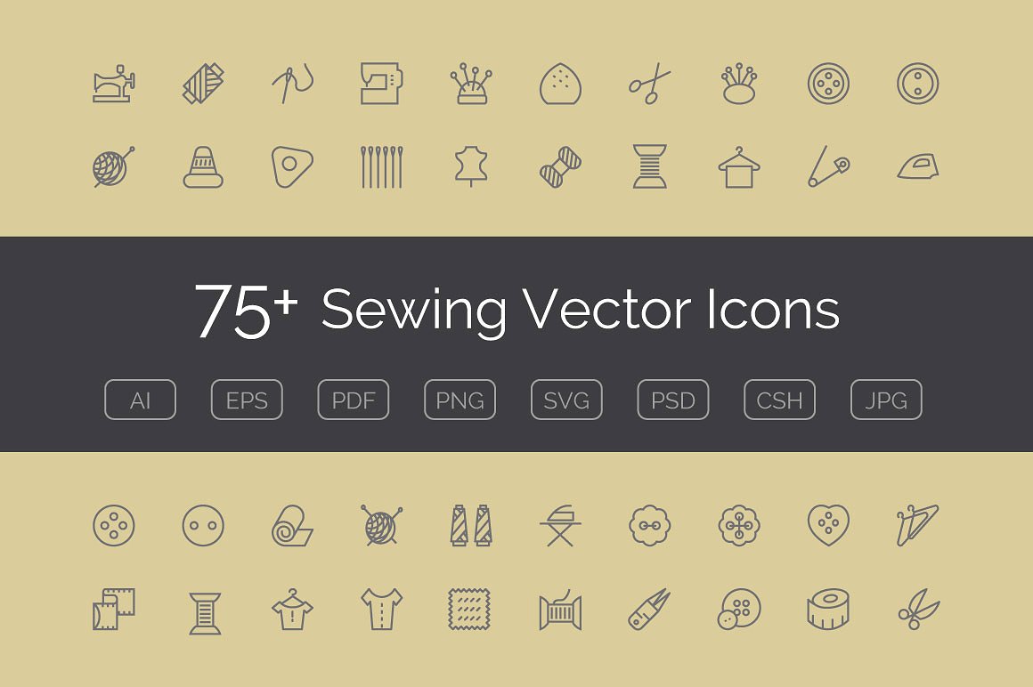 75 Sewing Vector Icons