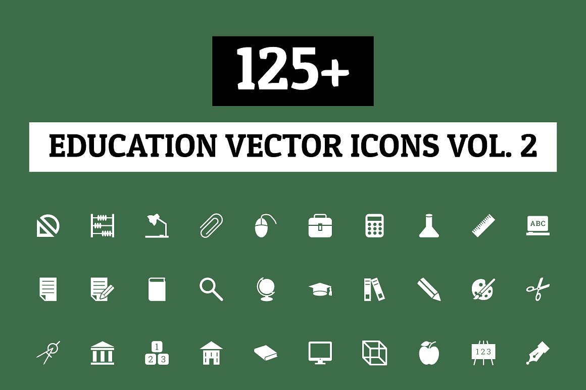 125 Education Vector Icons -