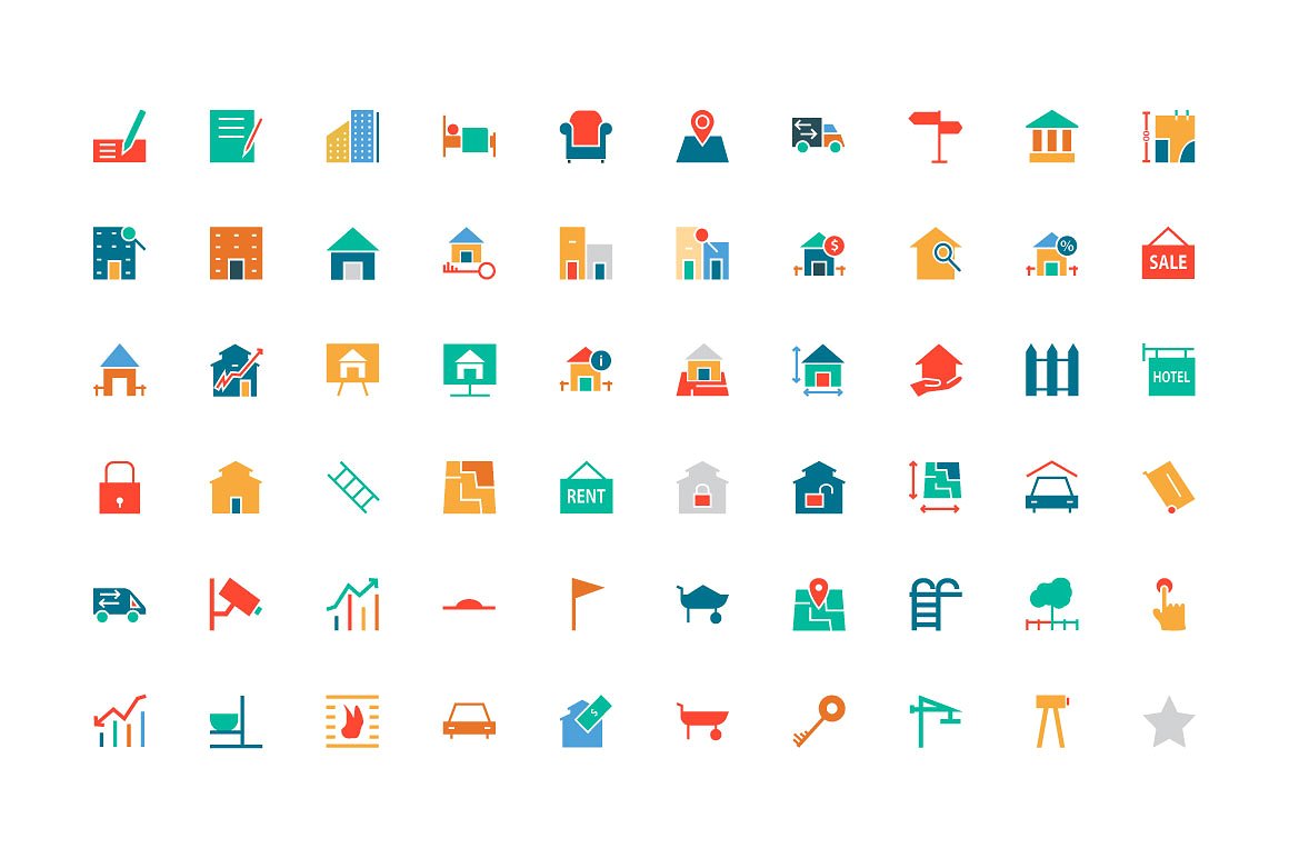 150 Real Estate Colored Icons