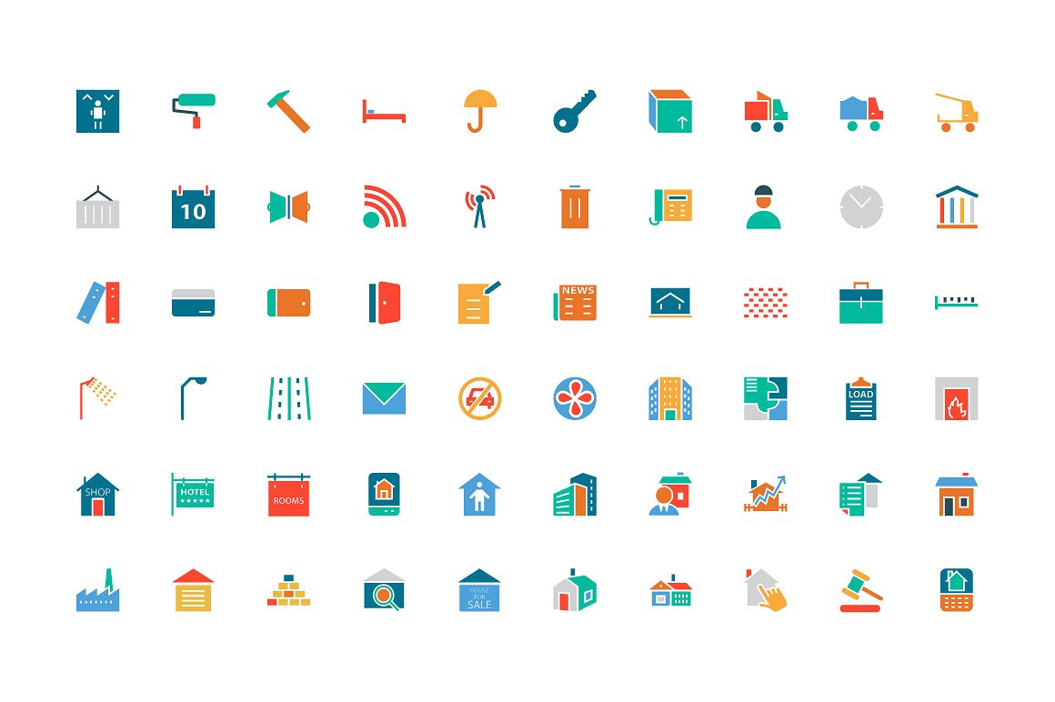 150 Real Estate Colored Icons