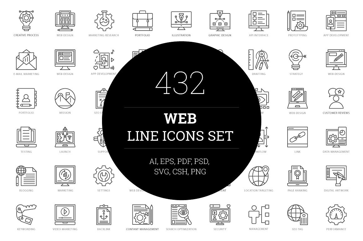 432 Web Line Icons