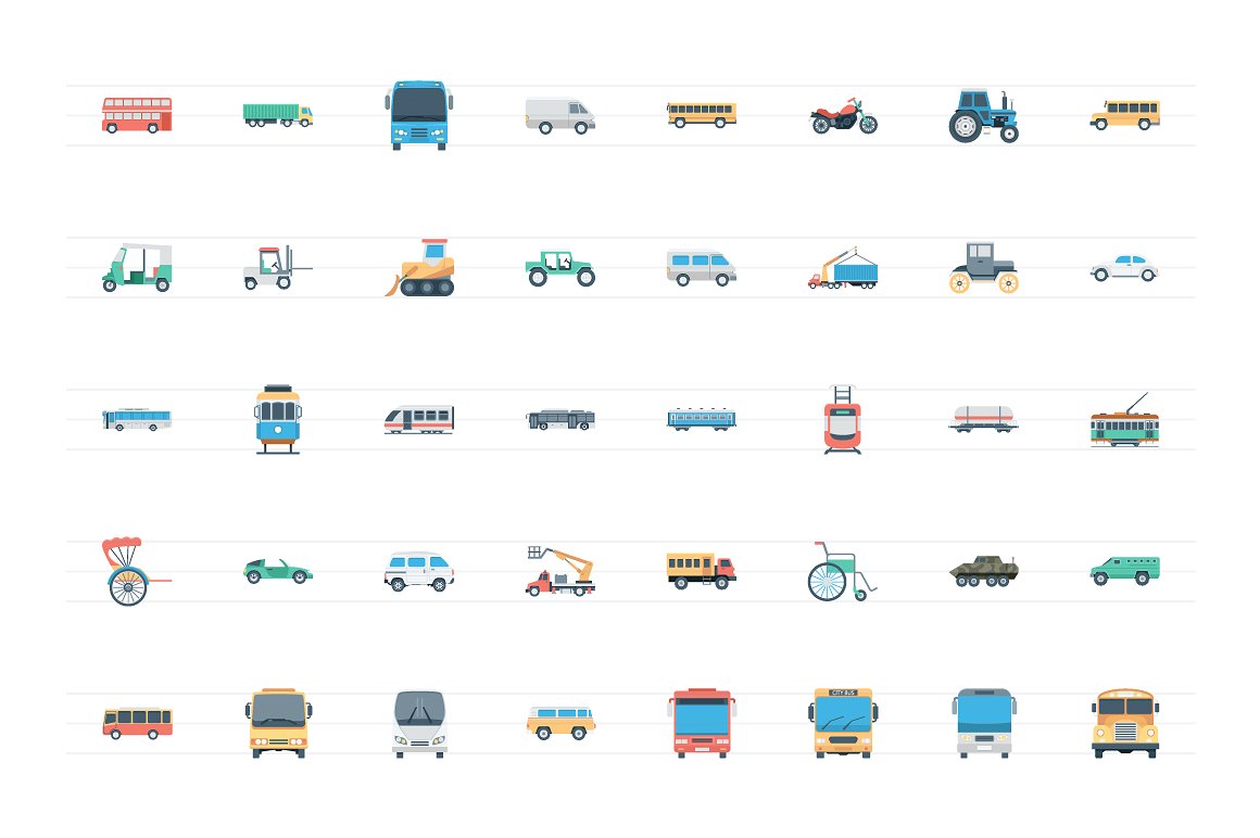 112 Flat Transports Icons