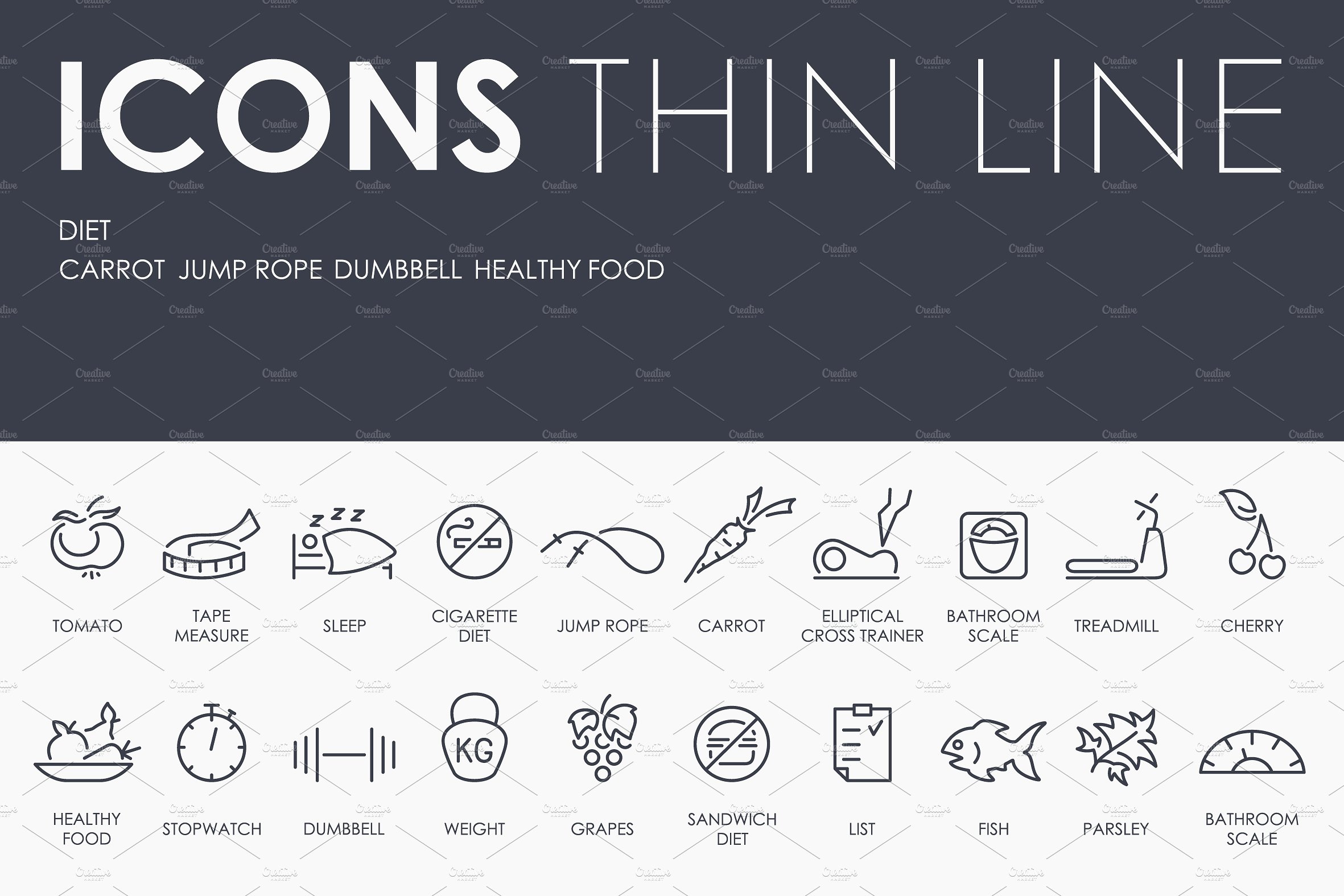 Diet thinline icons