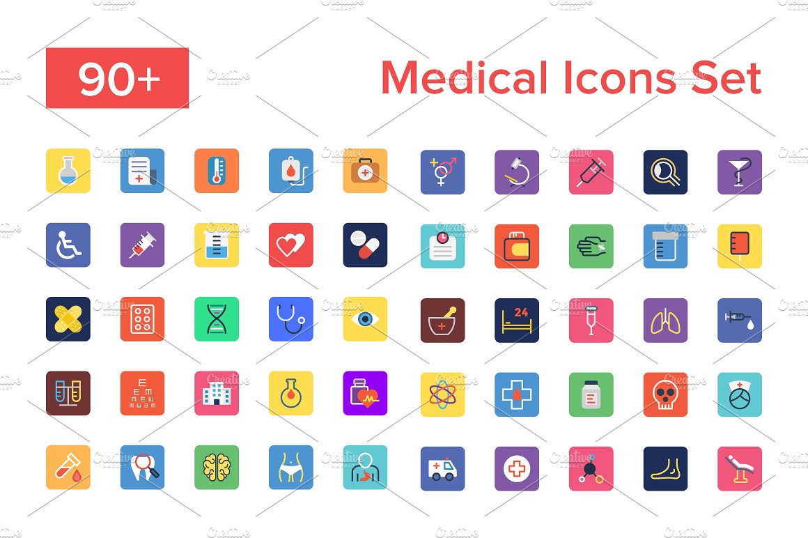 90 Medical Icons Set