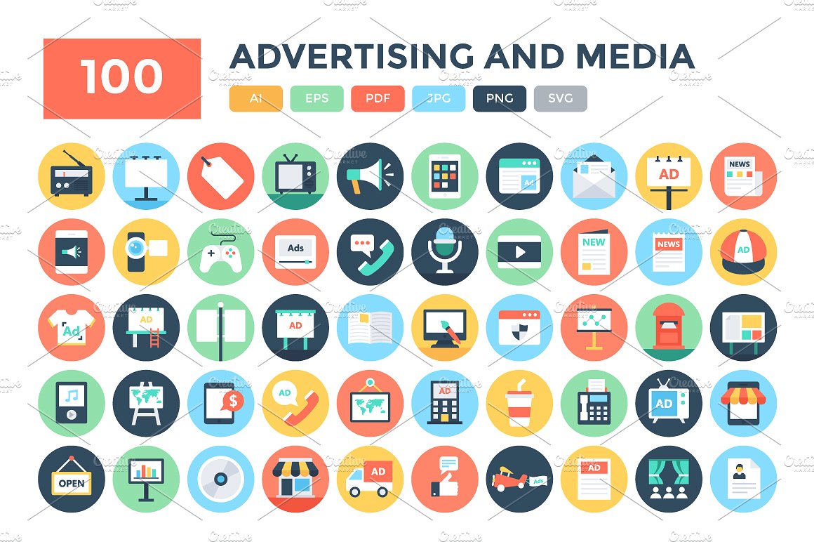 100 Flat Advertising and Media