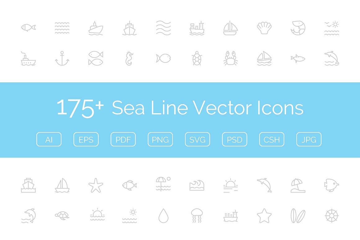 175 Sea Line Vector Icons