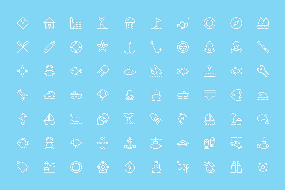 175 Sea Line Vector Icons