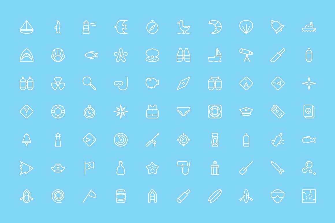 175 Sea Line Vector Icons