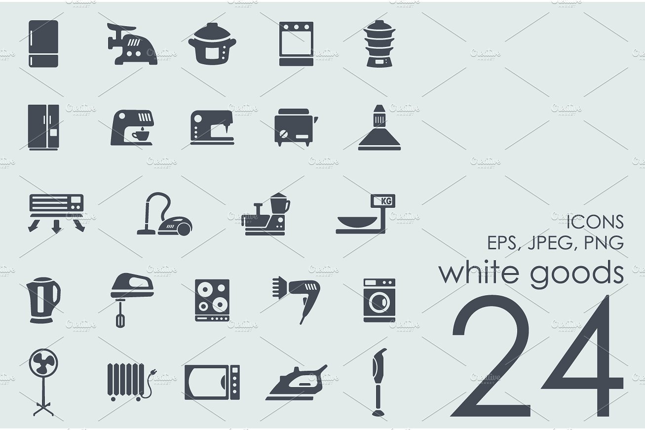 24 white goods icons