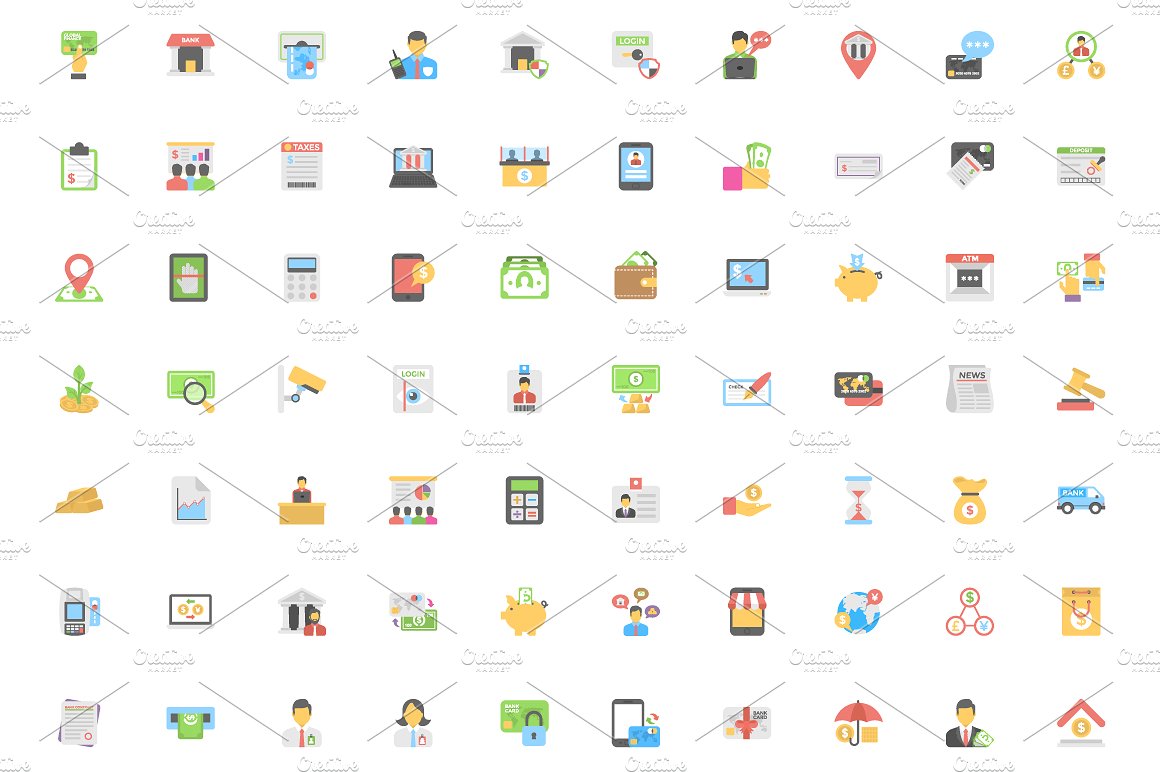 200 Flat Finance Icons