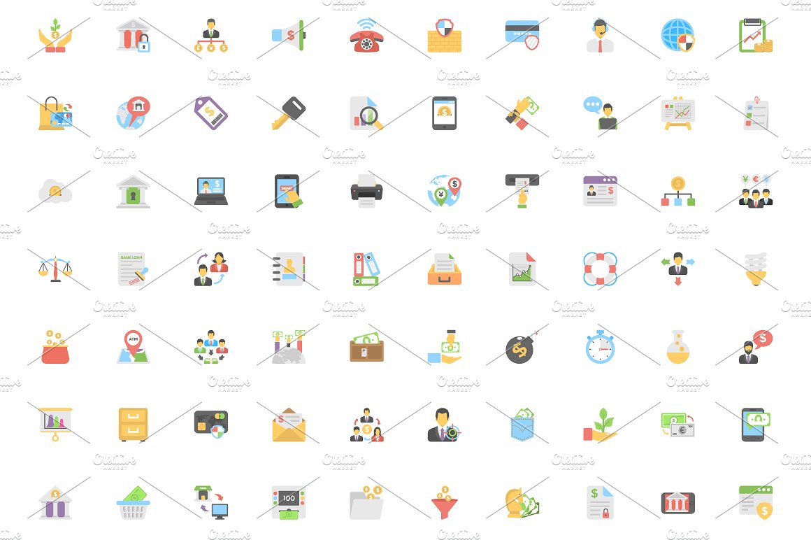 200 Flat Finance Icons