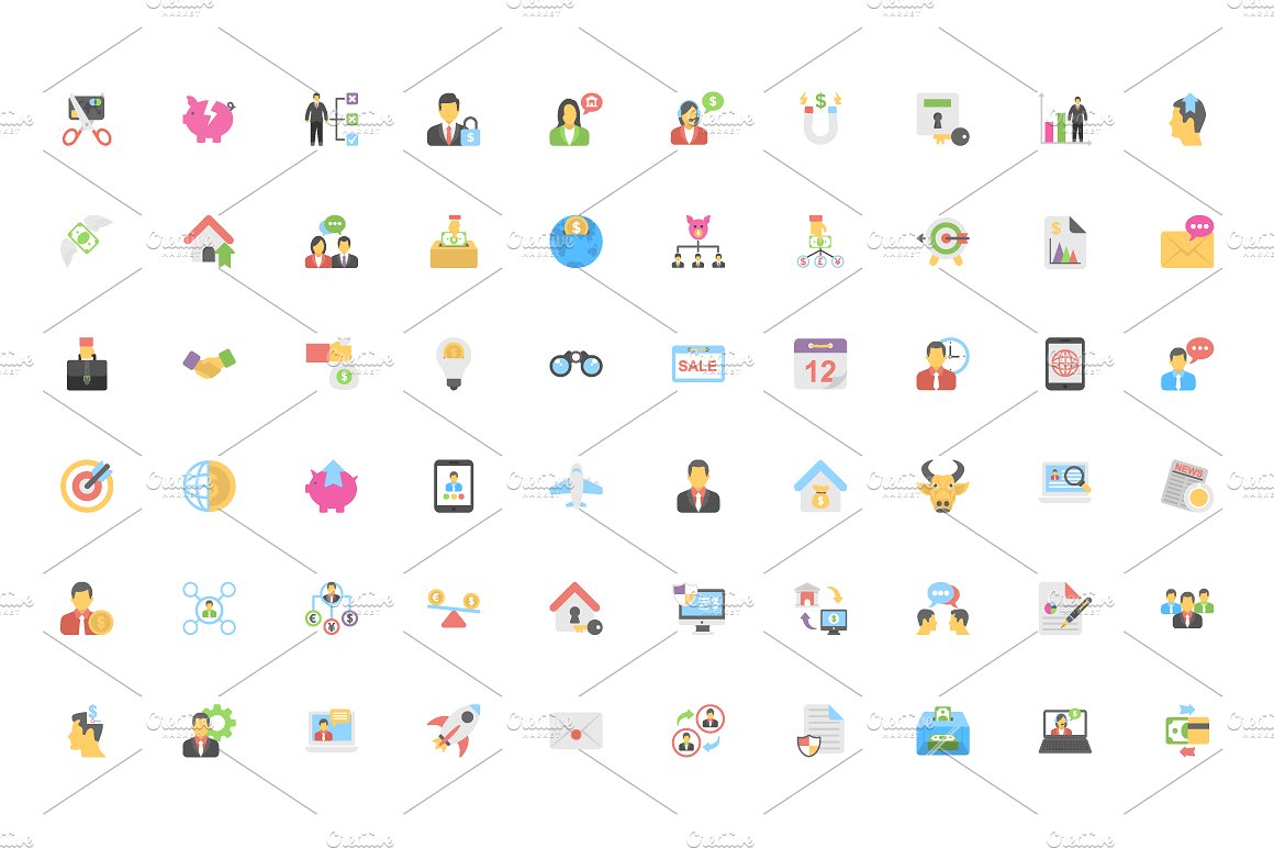 200 Flat Finance Icons