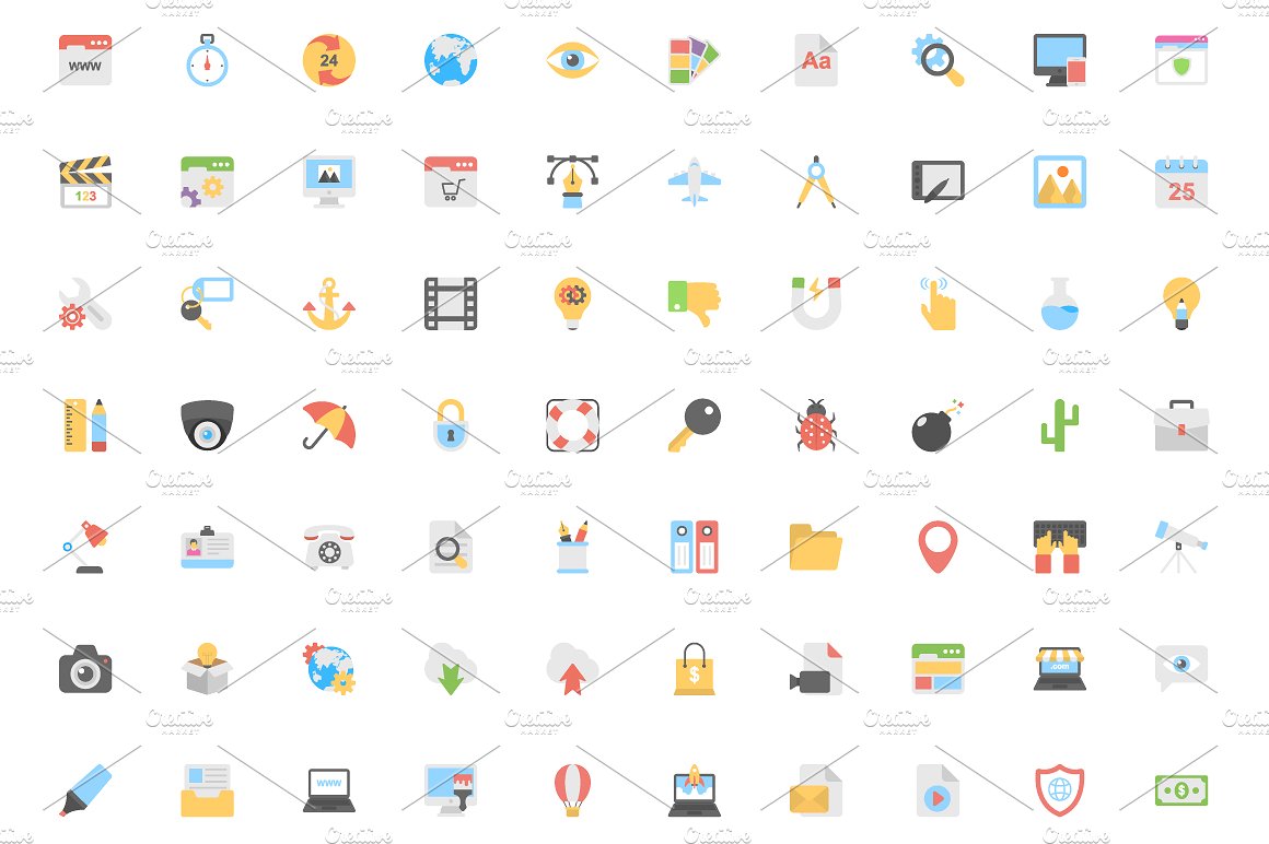 280 Flat Design Icons