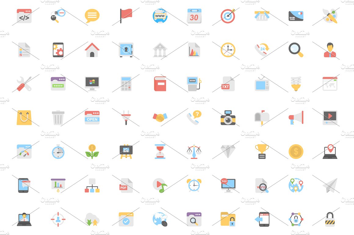 280 Flat Design Icons